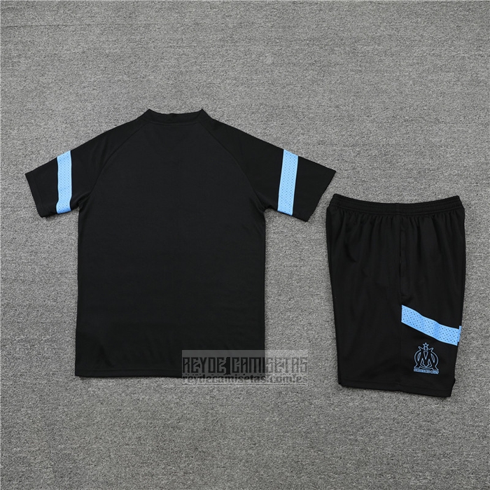Chandal del Olympique Marsella Manga Corta 2022-2023 Negro - Pantalon Corto